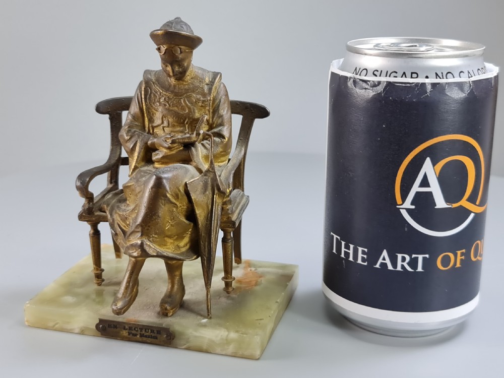 French Gilt Bronze Seated Figure 'En Lecture' on Onyx Base c1900 View IX