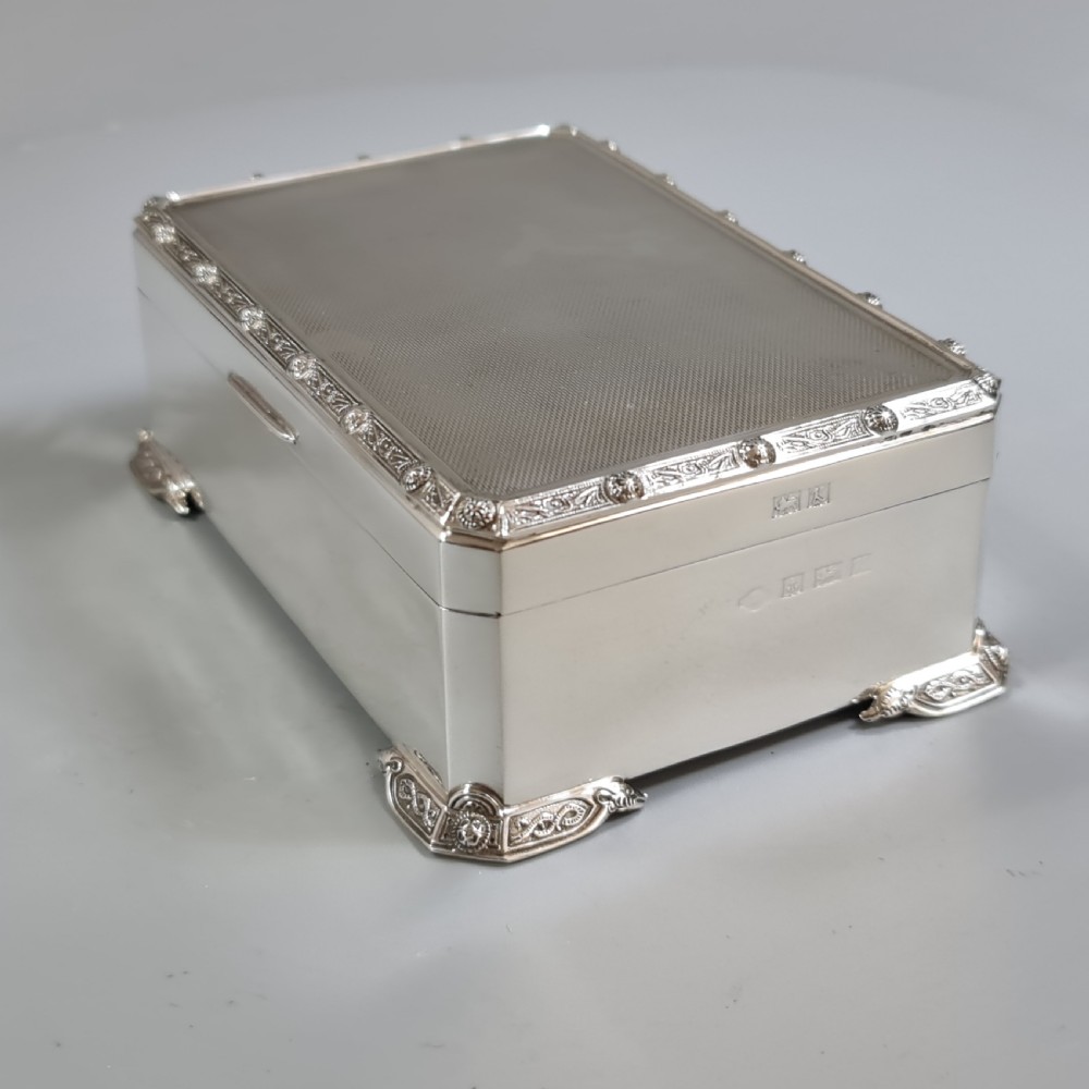 Beautiful Quality  Large Vintage HM Silver Cig Box with Celtic Design