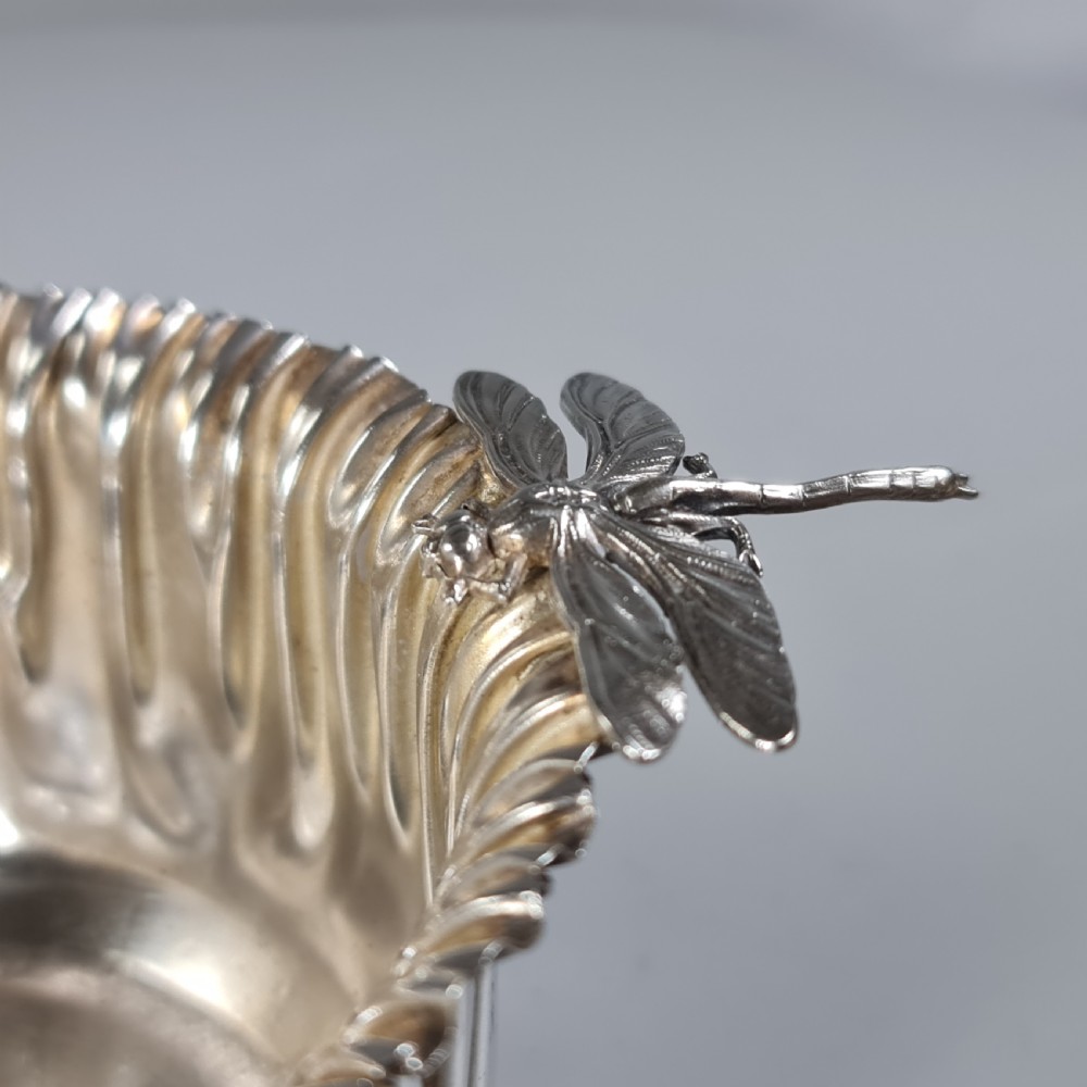 Stunning European Silver Dragonfly Bowl c1920s signed 'FM' View II