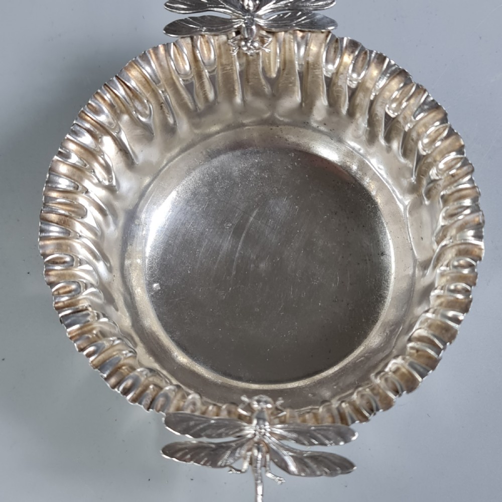 Stunning European Silver Dragonfly Bowl c1920s signed 'FM' View VII