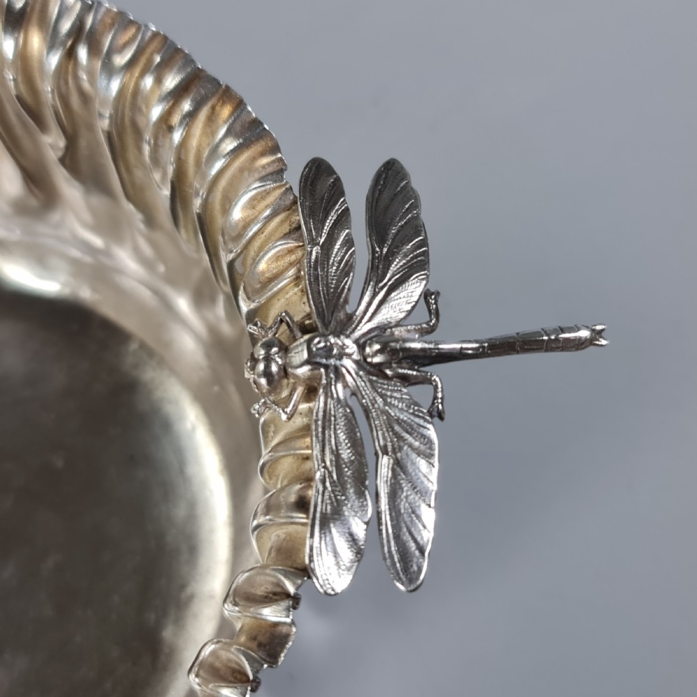Stunning European Silver Dragonfly Bowl c1920s signed 'FM' View XI