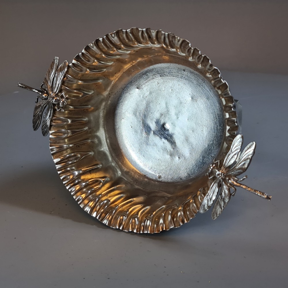 Stunning European Silver Dragonfly Bowl c1920s signed 'FM' View XIV