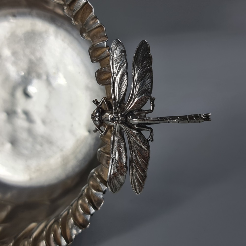 Stunning European Silver Dragonfly Bowl c1920s signed 'FM' View XV