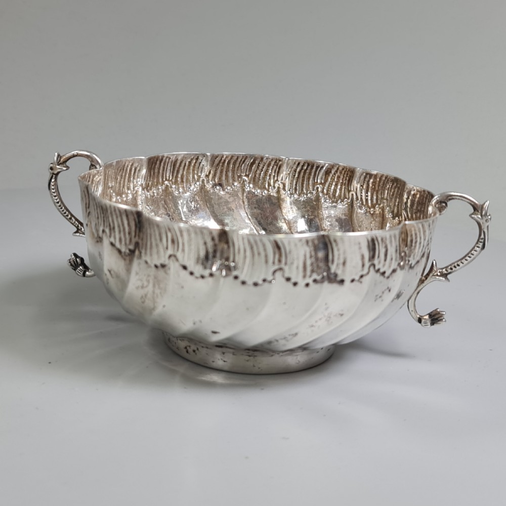 Beautiful 19thc Portuguese Silver Twin Handled Bowl View II