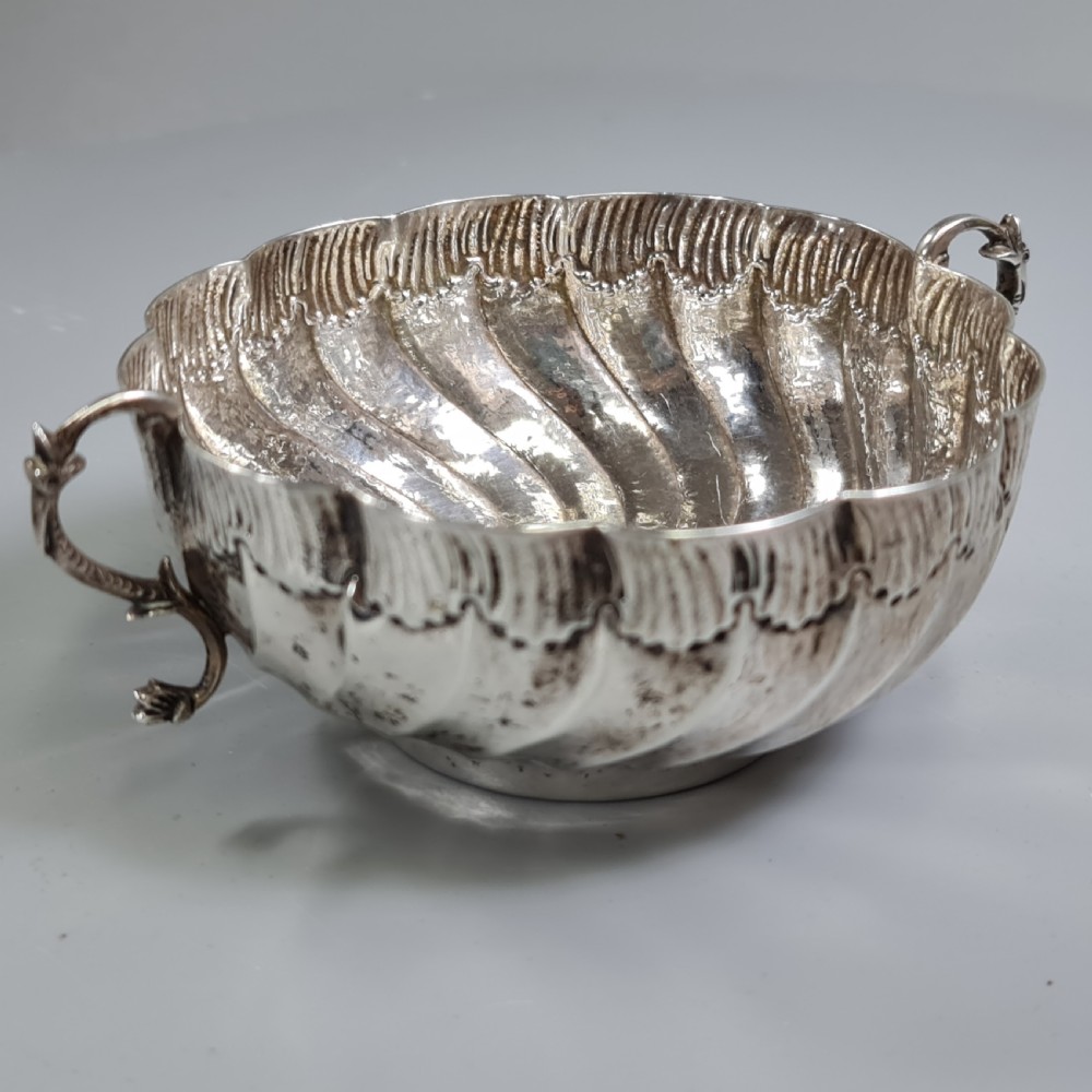 Beautiful 19thc Portuguese Silver Twin Handled Bowl View IX