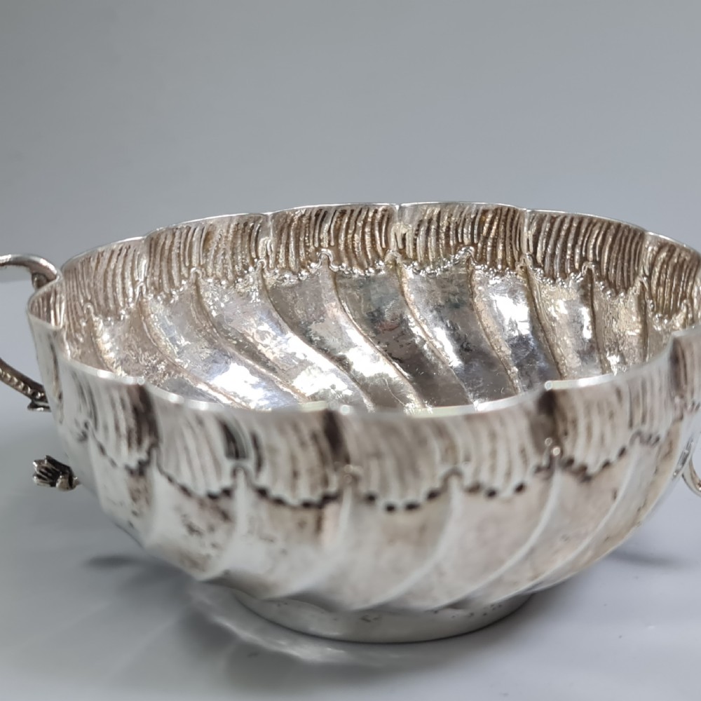 Beautiful 19thc Portuguese Silver Twin Handled Bowl View X