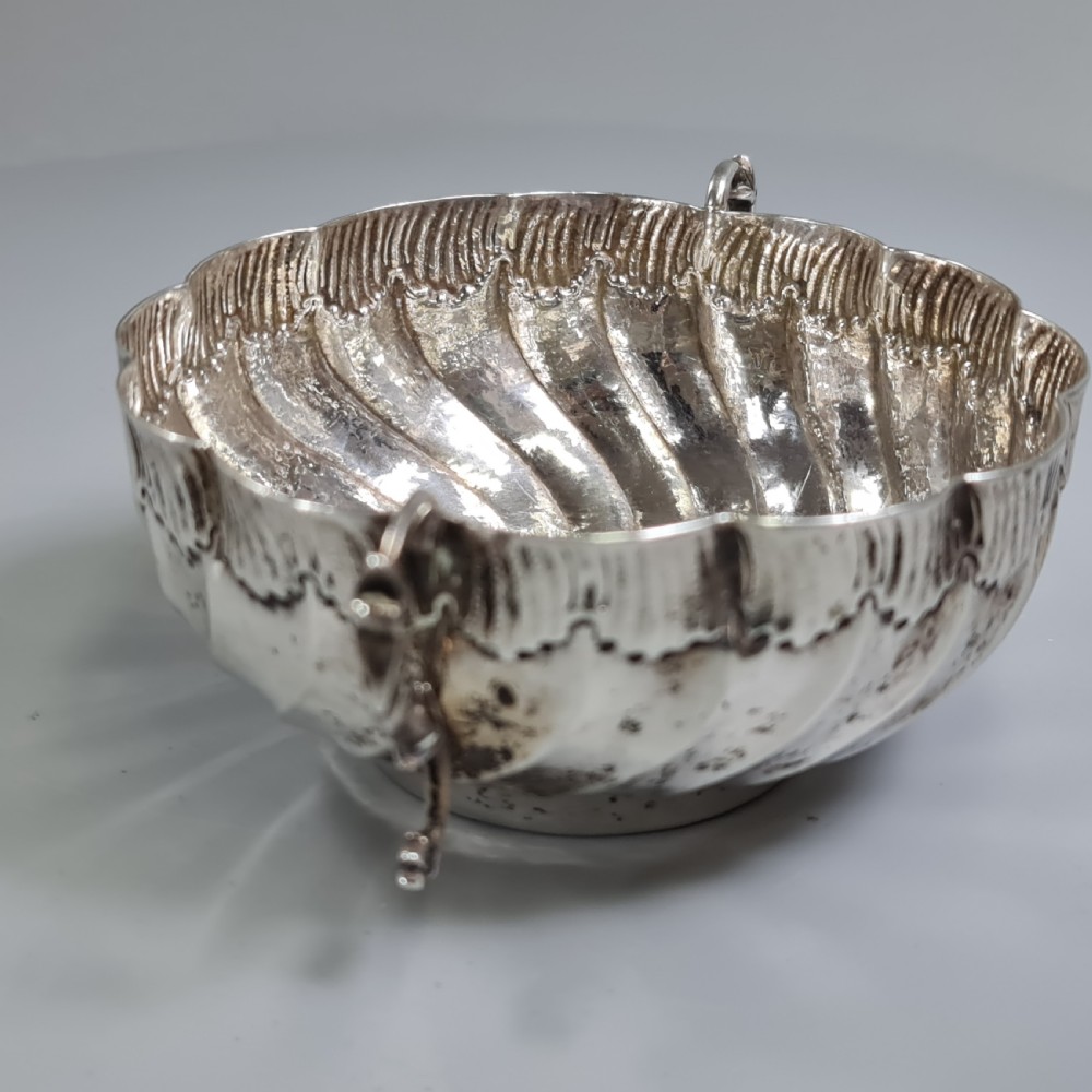 Beautiful 19thc Portuguese Silver Twin Handled Bowl View XII