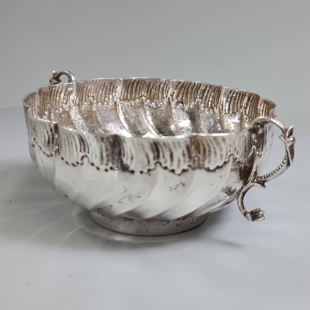 Beautiful 19thc Portuguese Silver Twin Handled Bowl View XIV