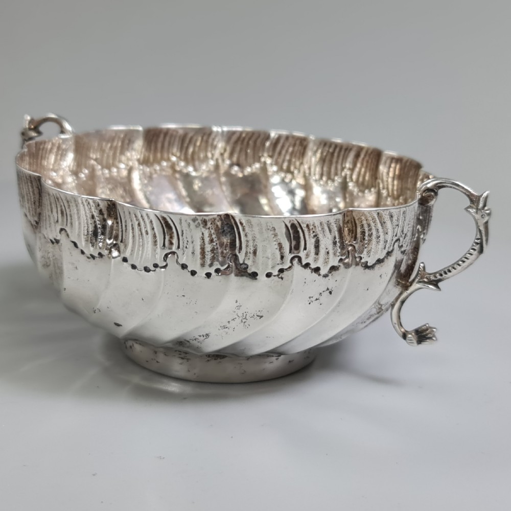 Beautiful 19thc Portuguese Silver Twin Handled Bowl View XV