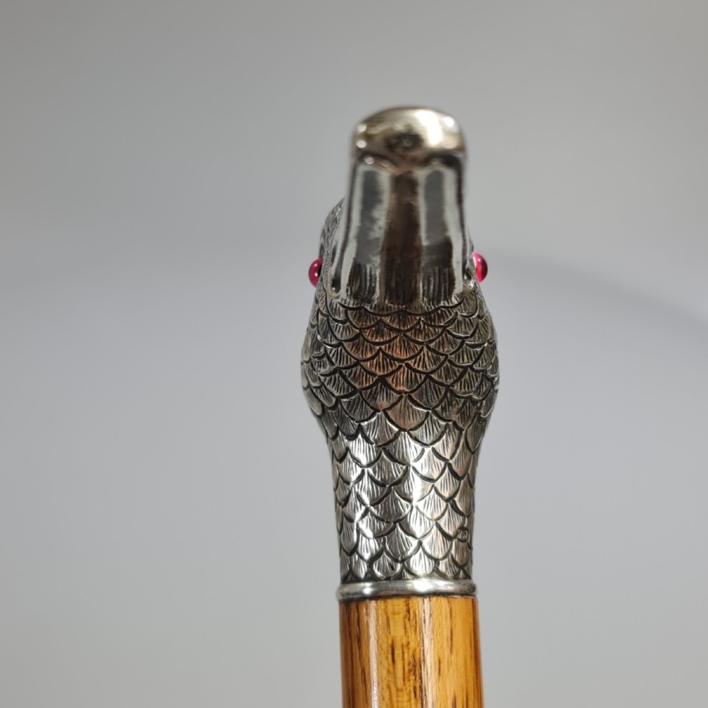 Stunning Victorian HM Silver Duck Head with Glass Eyes Cane  View XIII