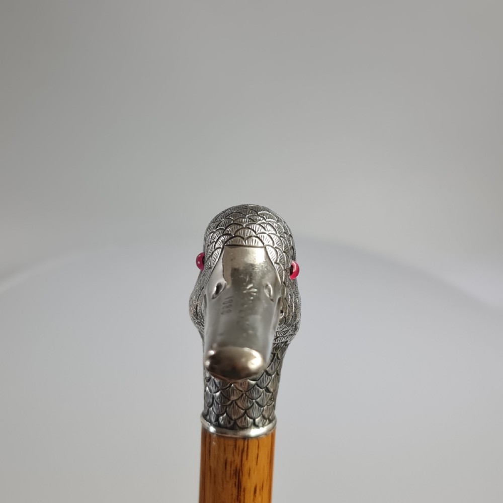 Stunning Victorian HM Silver Duck Head with Glass Eyes Cane  View XIV