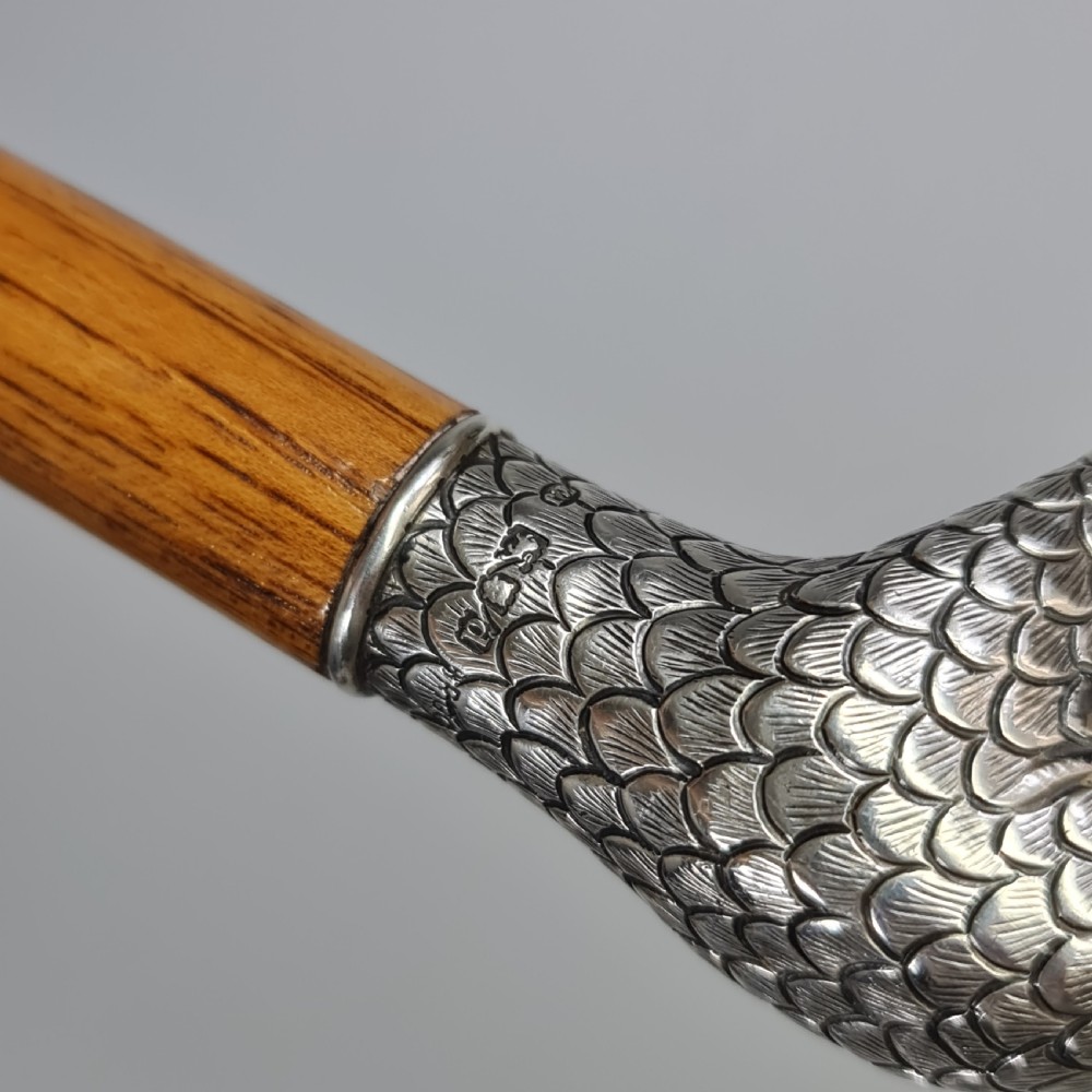 Stunning Victorian HM Silver Duck Head with Glass Eyes Cane  View XVIII