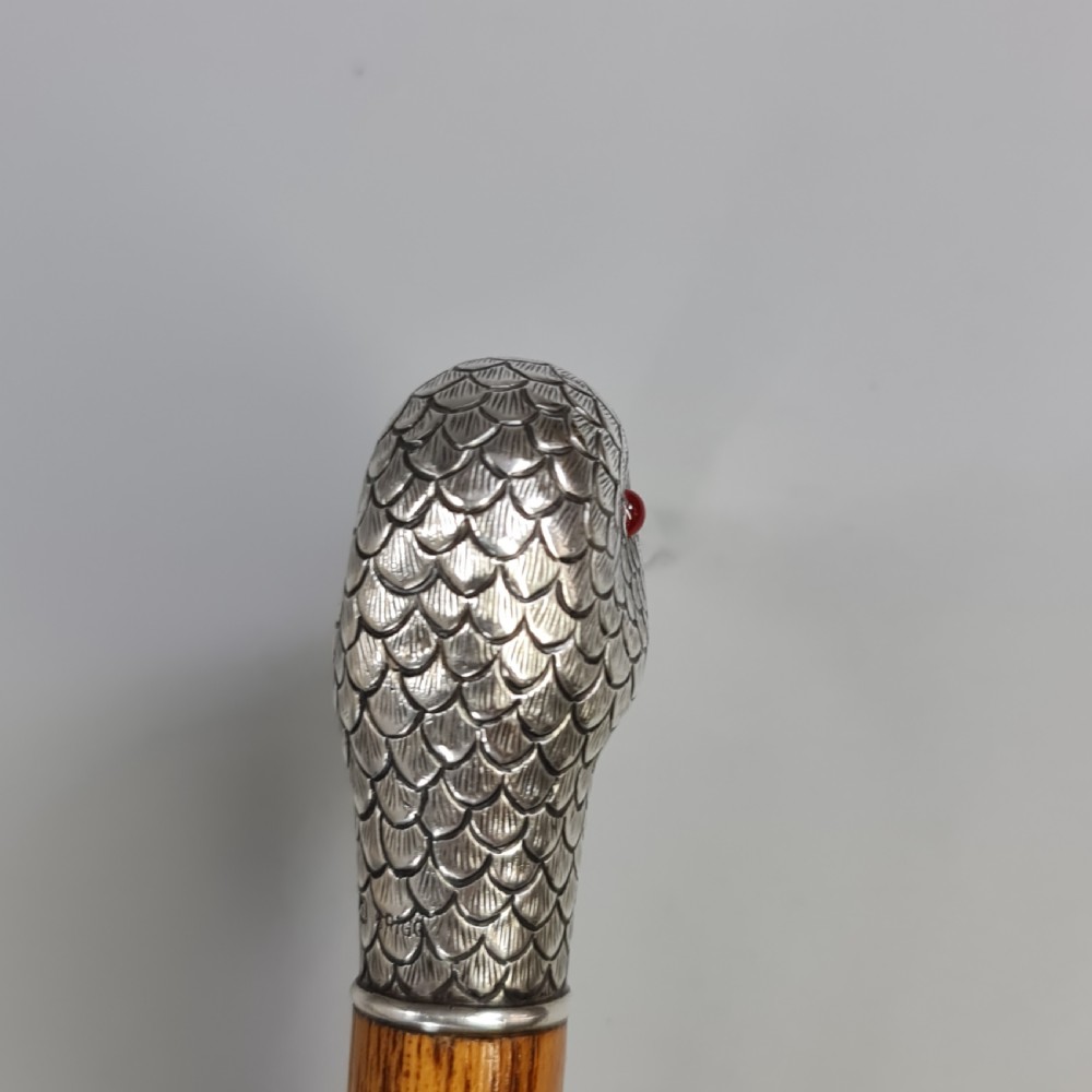 Stunning Victorian HM Silver Duck Head with Glass Eyes Cane  View XXI