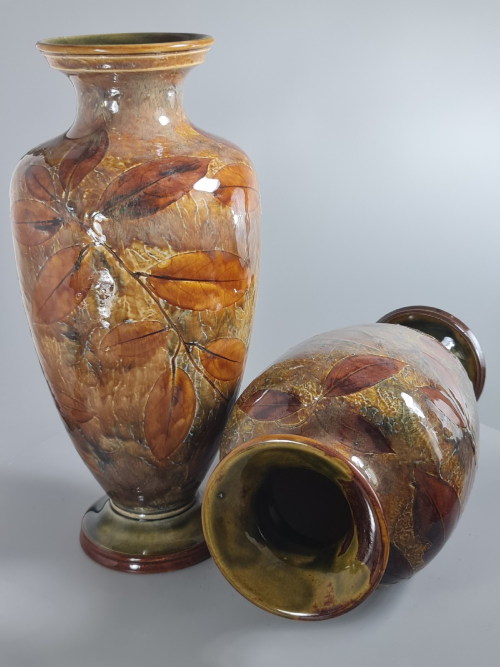 Large & Impressive Doulton Autumnal Vases View X