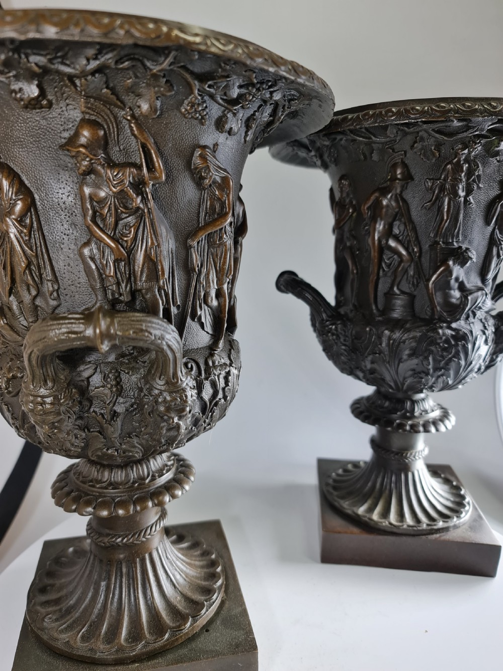 Large Vintage Pair Bronze Campana Urns c1920s (31.5cm) View III