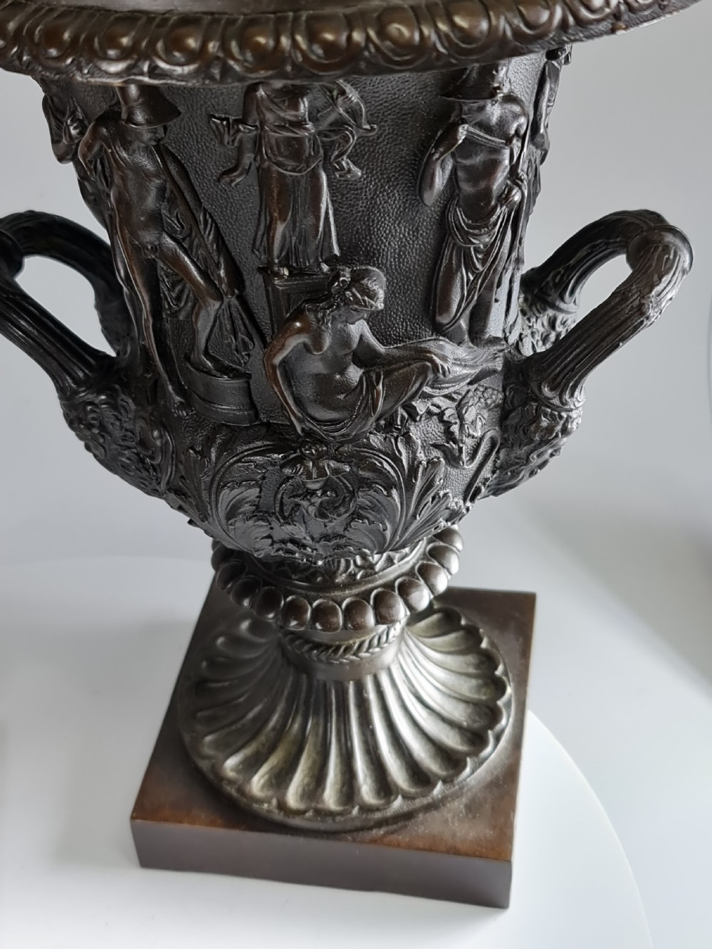Large Vintage Pair Bronze Campana Urns c1920s (31.5cm) View IV