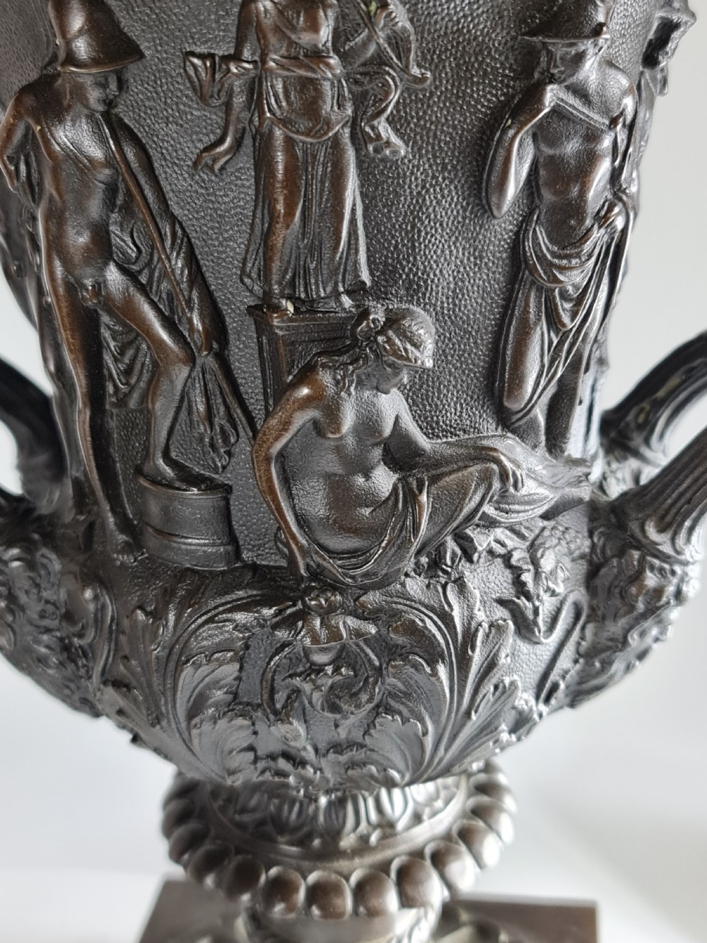 Large Vintage Pair Bronze Campana Urns c1920s (31.5cm) View V