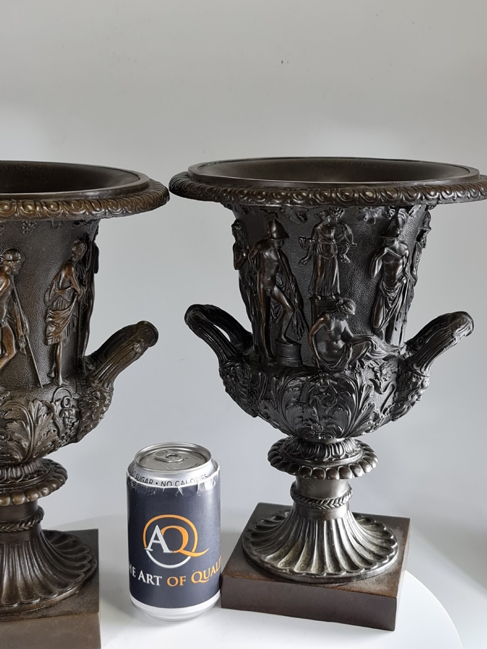 Large Vintage Pair Bronze Campana Urns c1920s (31.5cm) View VII