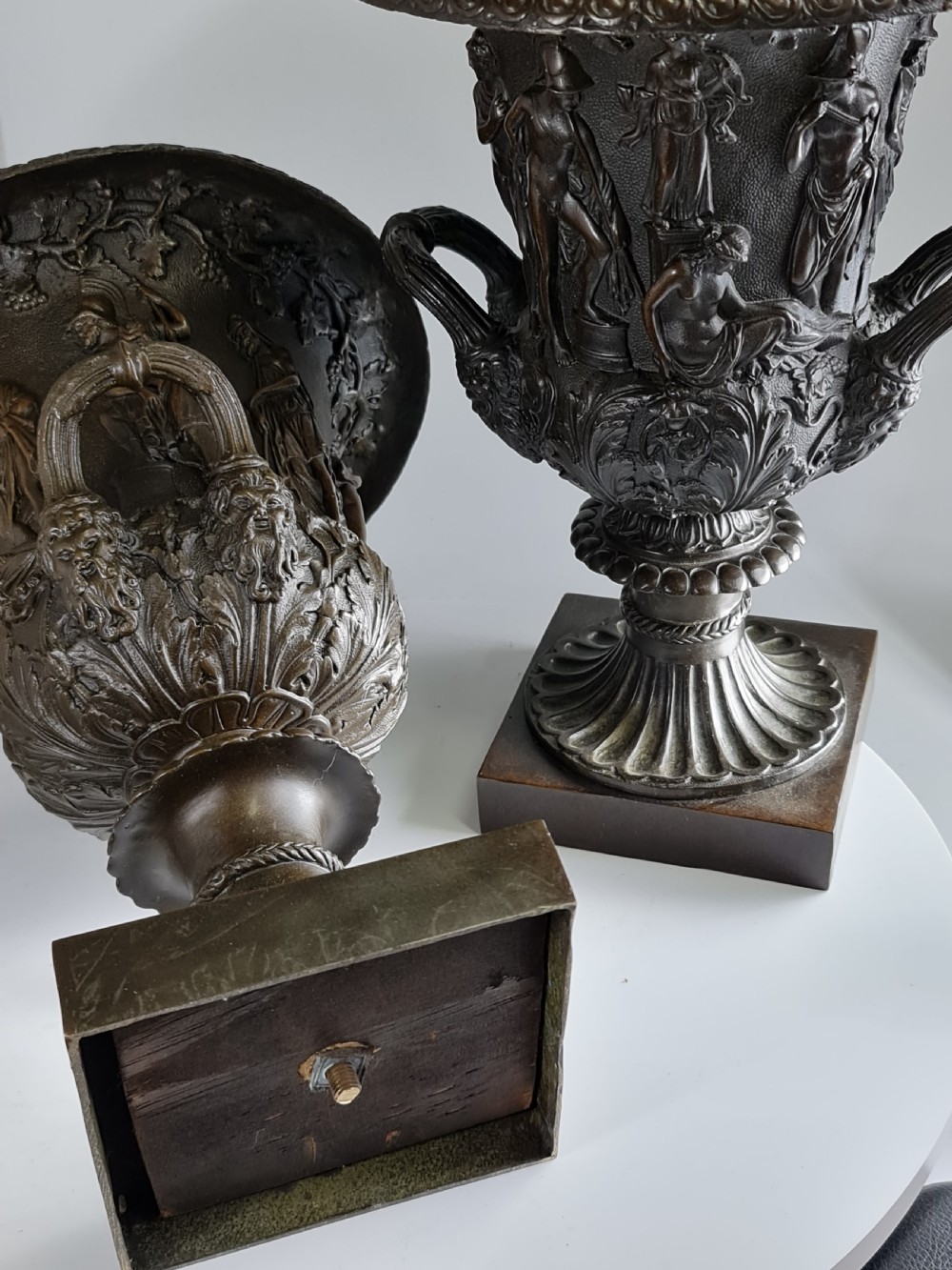 Large Vintage Pair Bronze Campana Urns c1920s (31.5cm) View XII
