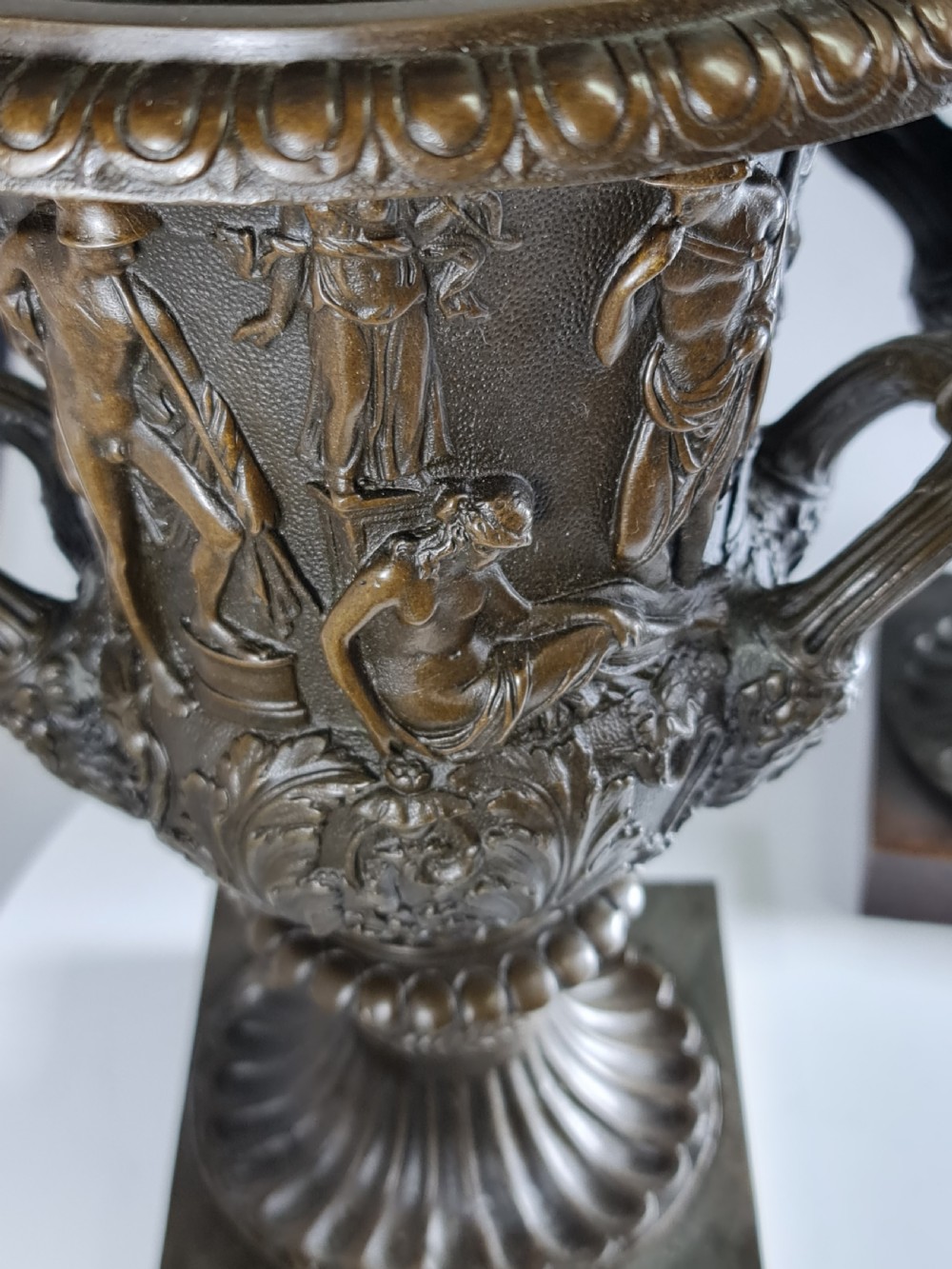 Large Vintage Pair Bronze Campana Urns c1920s (31.5cm) View XIII