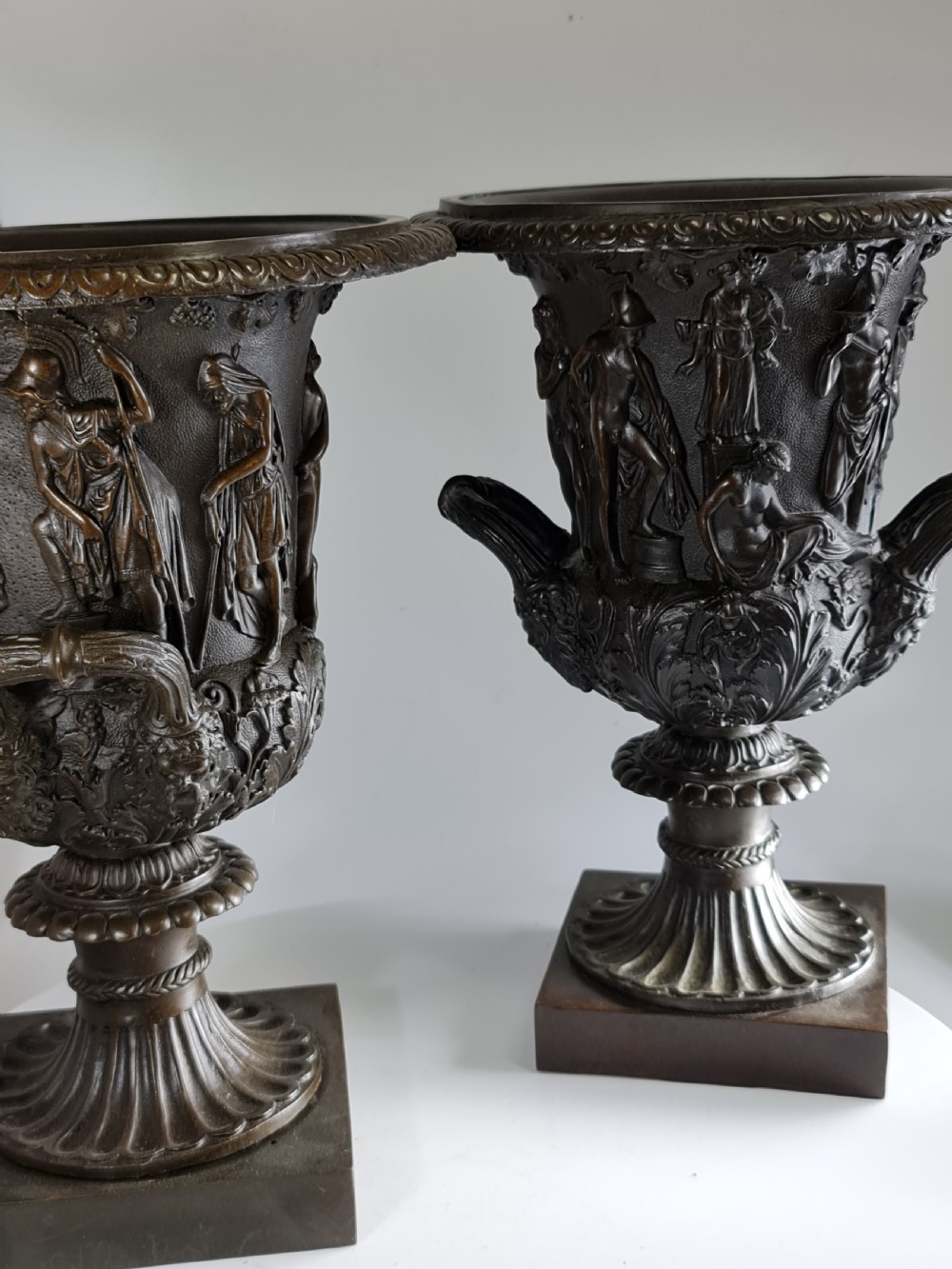 Large Vintage Pair Bronze Campana Urns c1920s (31.5cm) View XIV