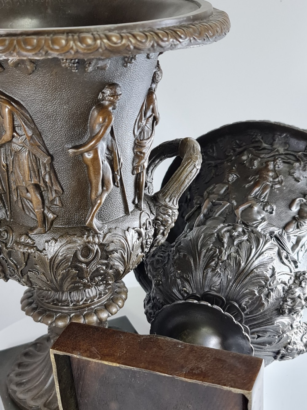 Large Vintage Pair Bronze Campana Urns c1920s (31.5cm) View XV