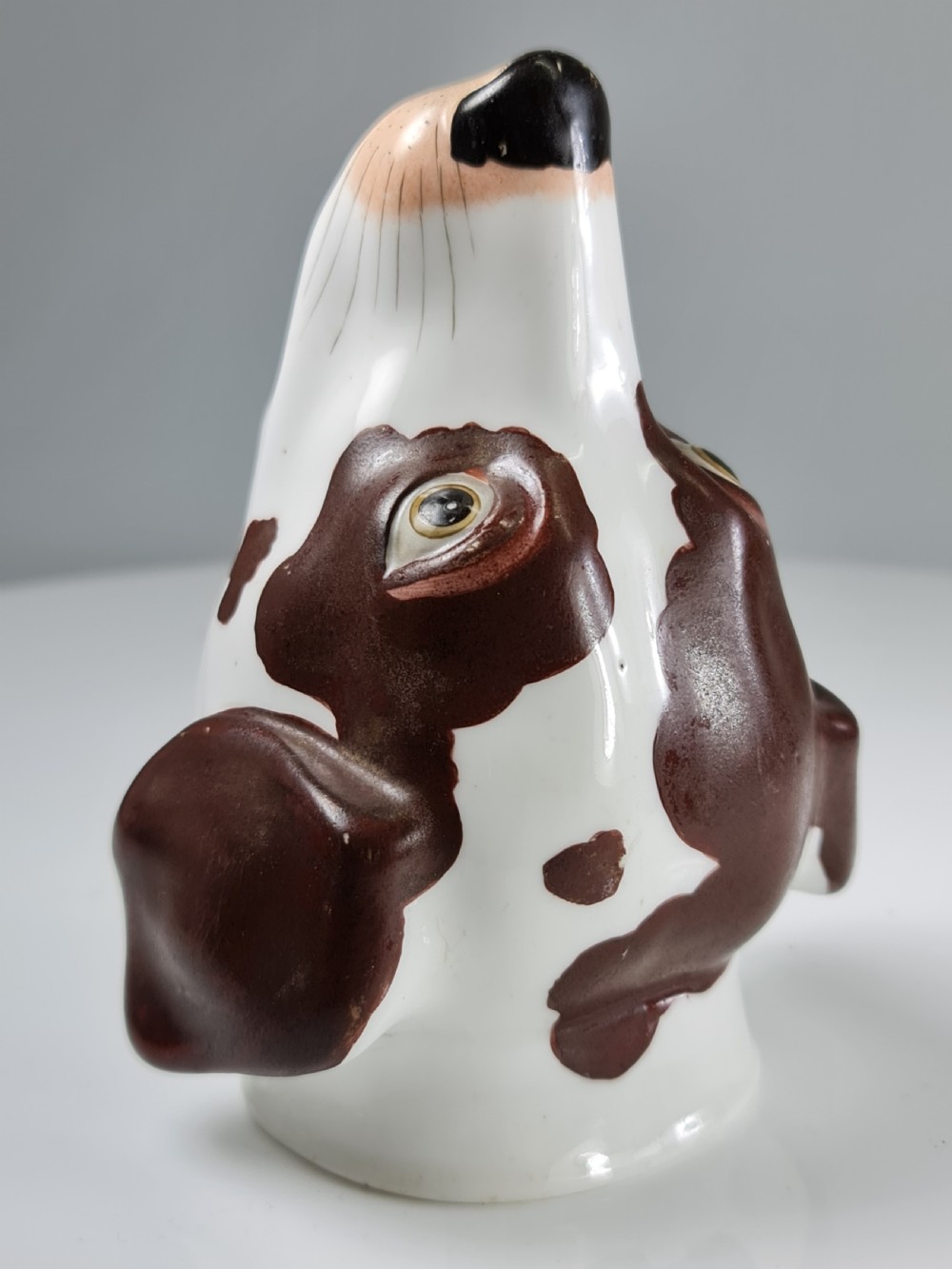 Rare Copeland & Garrett c1840 Porcelain Hound's Head Stirrup Cup View VI