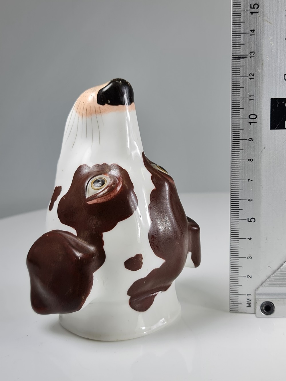 Rare Copeland & Garrett c1840 Porcelain Hound's Head Stirrup Cup View XI