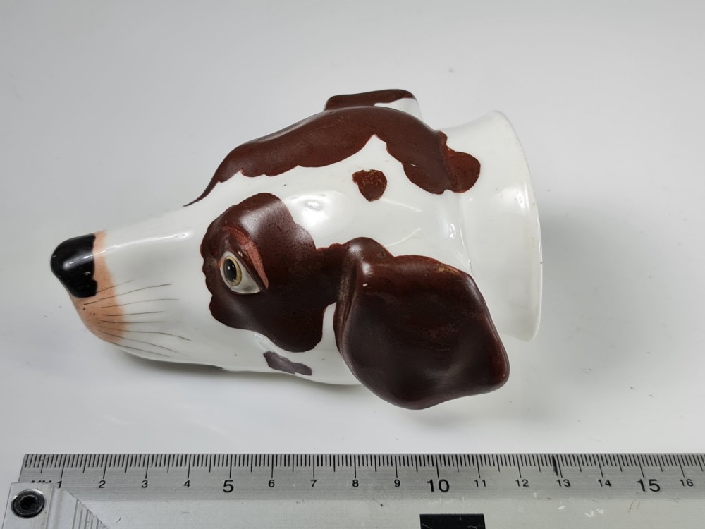 Rare Copeland & Garrett c1840 Porcelain Hound's Head Stirrup Cup View XIII