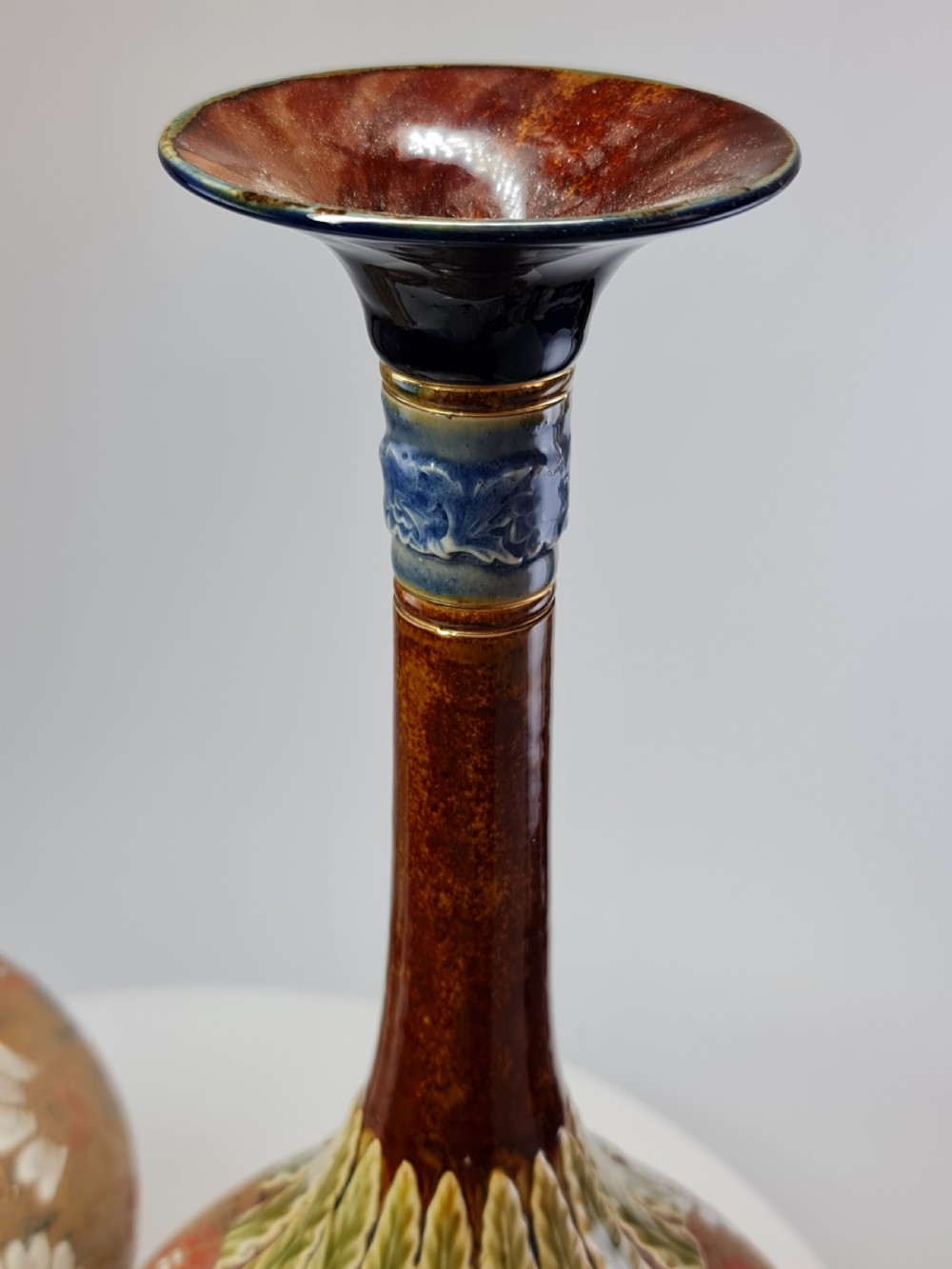Stunning Large (39cm) Pr Doulton Lambeth Vases c1897 View IX