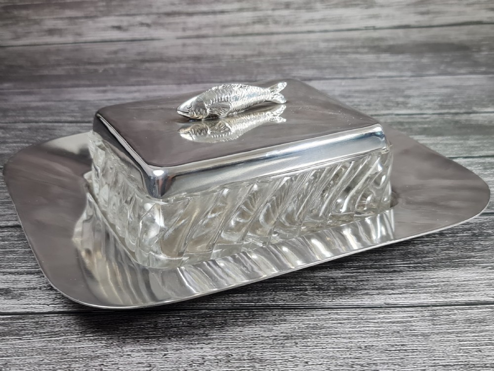Fabulous Antique Baccarat & Wiskemann SP Large Fish Dish c1930 View XI