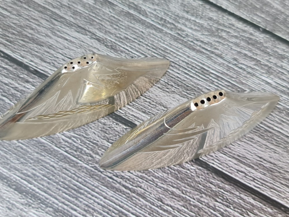 Interesting Vintage Pr of Japanese Sterling Silver Cruets formed as Mount Fuji View XX