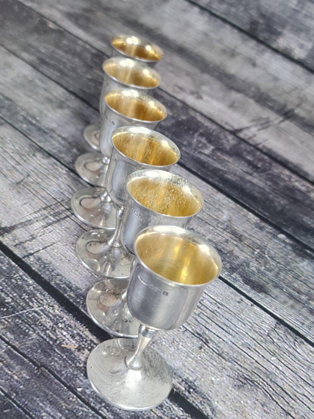 Gorgeous Set of Six HM Silver Art Deco Tots Birmingham 1925 View II