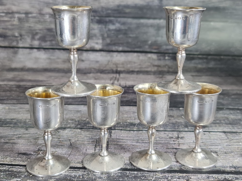 Gorgeous Set of Six HM Silver Art Deco Tots Birmingham 1925 View IV
