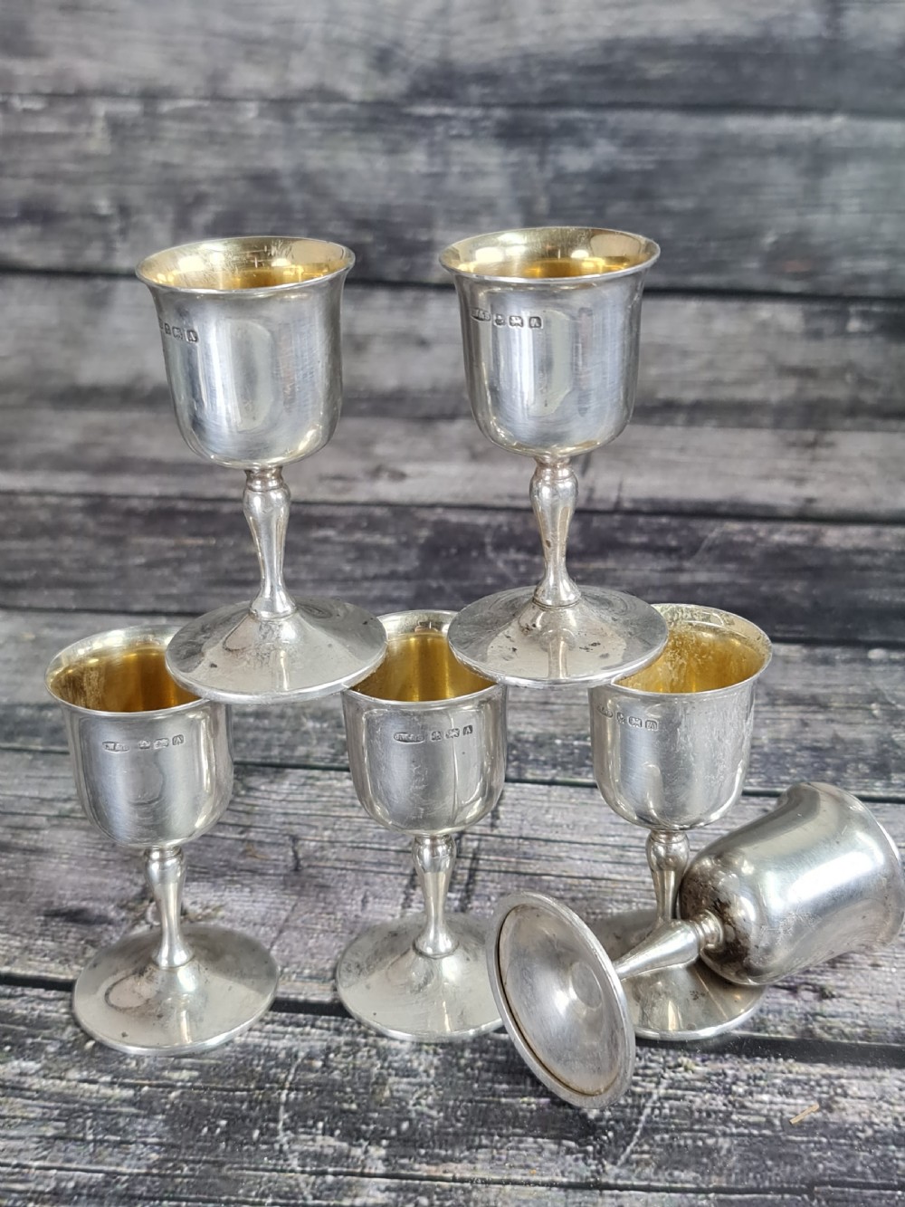 Gorgeous Set of Six HM Silver Art Deco Tots Birmingham 1925 View IX