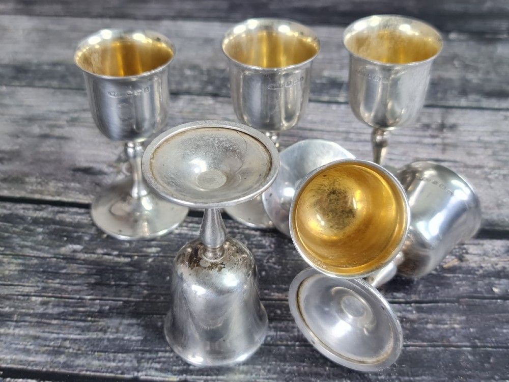 Gorgeous Set of Six HM Silver Art Deco Tots Birmingham 1925 View X