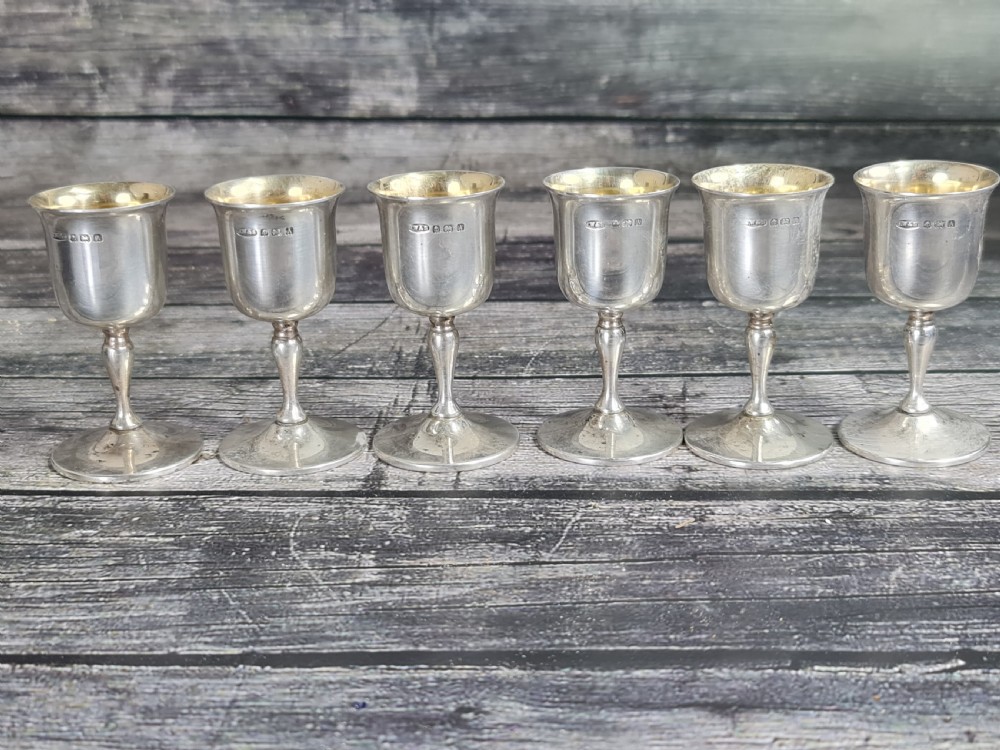 Gorgeous Set of Six HM Silver Art Deco Tots Birmingham 1925 View XI