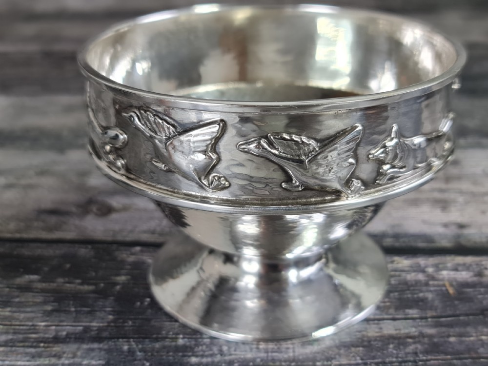 Beautiful Arts & Crafts HM silver Chasing Animals Bowl George Edwards and Sons View II