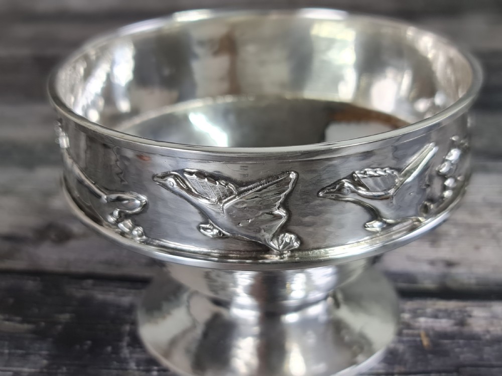Beautiful Arts & Crafts HM silver Chasing Animals Bowl George Edwards and Sons View VI