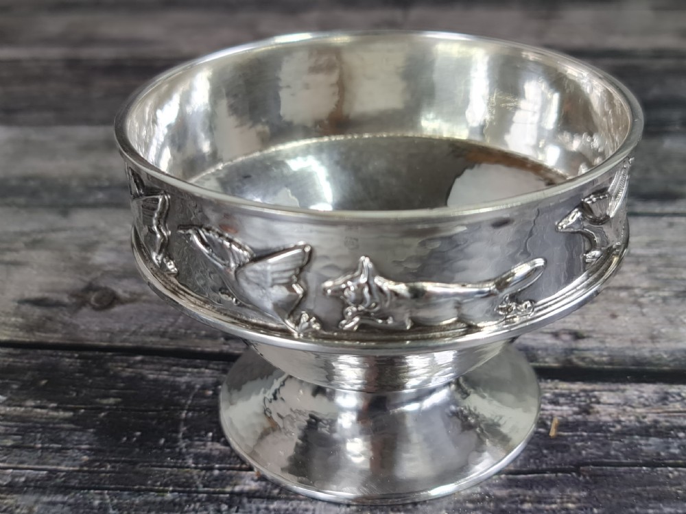 Beautiful Arts & Crafts HM silver Chasing Animals Bowl George Edwards and Sons View VII