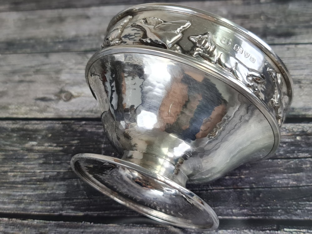 Beautiful Arts & Crafts HM silver Chasing Animals Bowl George Edwards and Sons View XIII