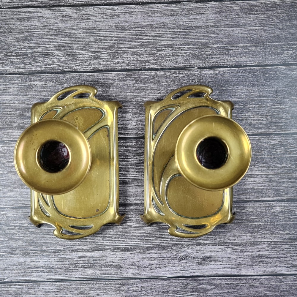 Stunning Pair of Austrian 'GESCHUTZT' Secessionist Bronze Candlesticks c1900 View VIII