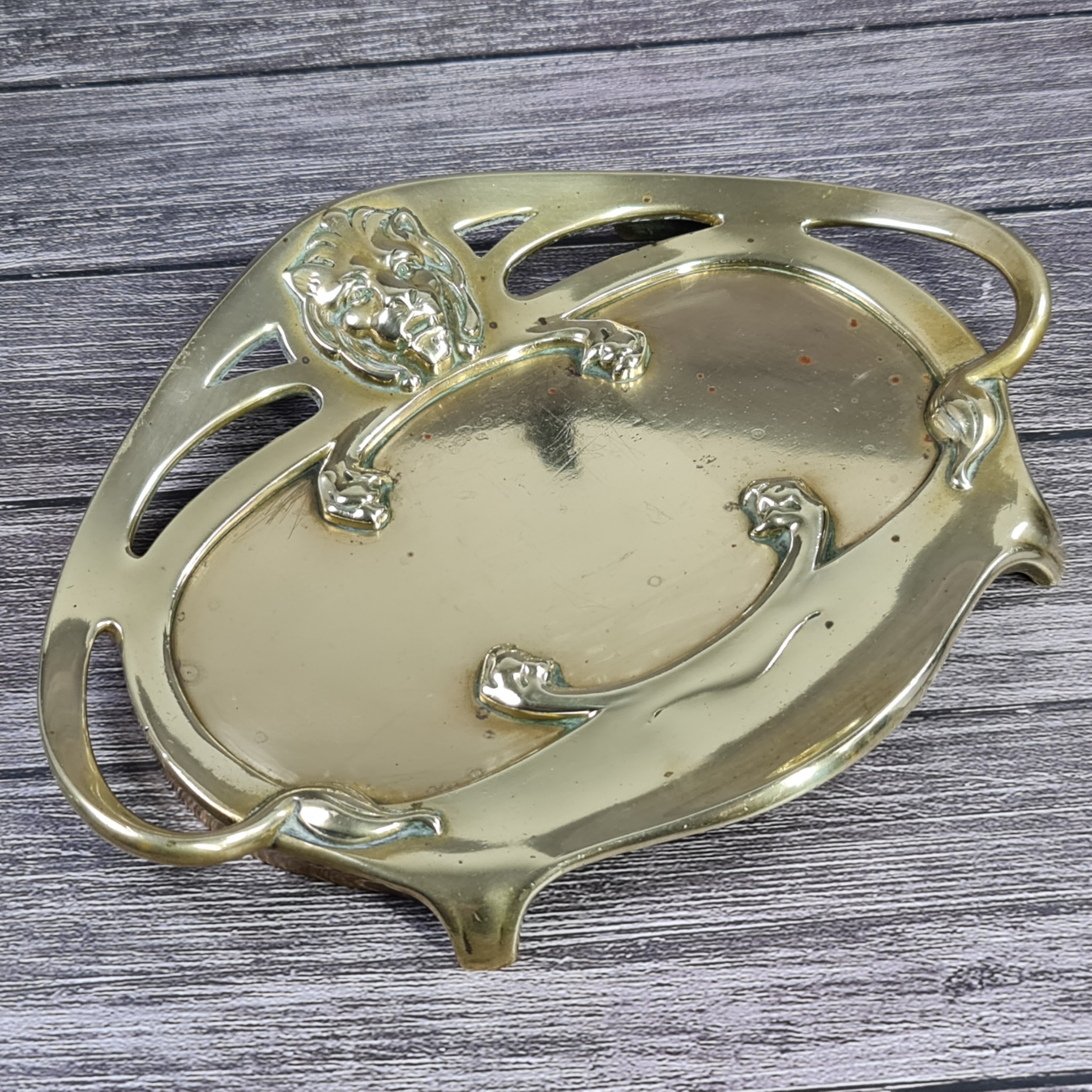 Stunning Secessionist Bronze Card Tray on Feet 