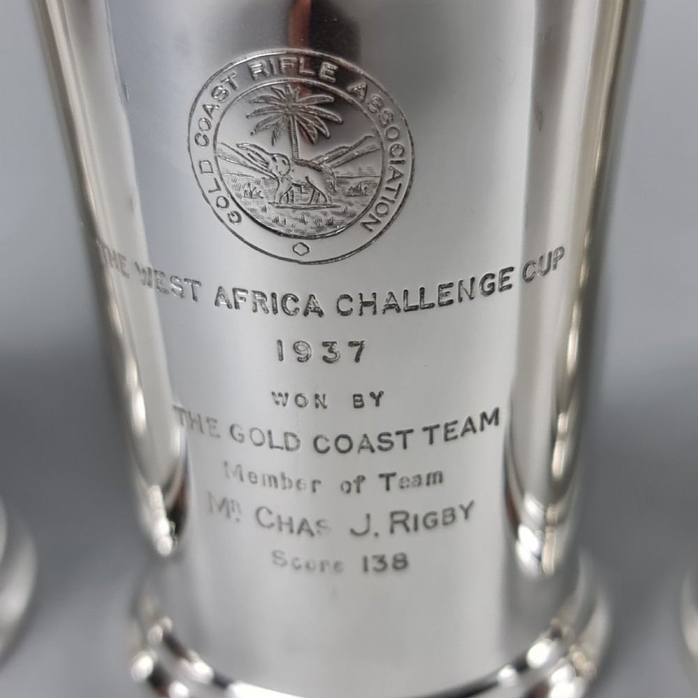 Exceptional Group of 4 x HM Silver Elkington & Co Rifle Presentation Beakers View III