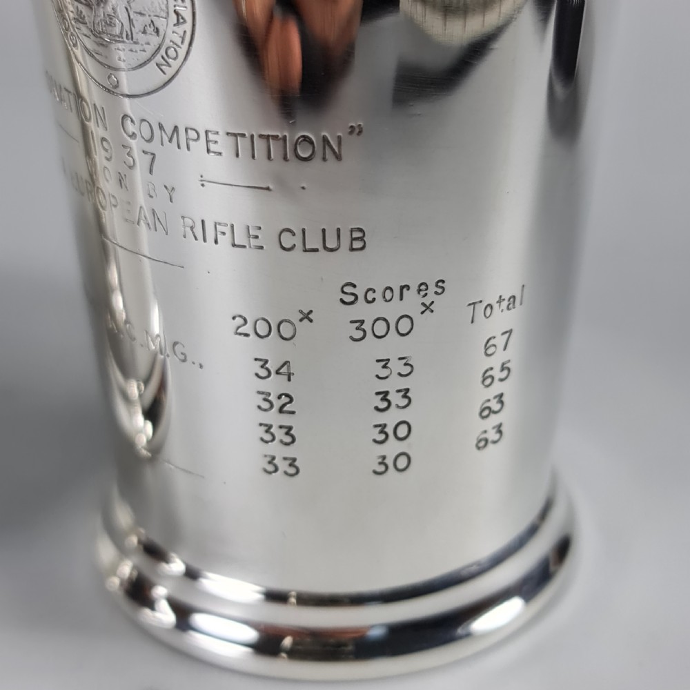 Exceptional Group of 4 x HM Silver Elkington & Co Rifle Presentation Beakers View V