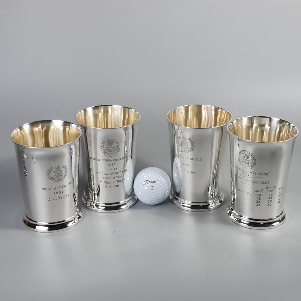 Exceptional Group of 4 x HM Silver Elkington & Co Rifle Presentation Beakers View VII
