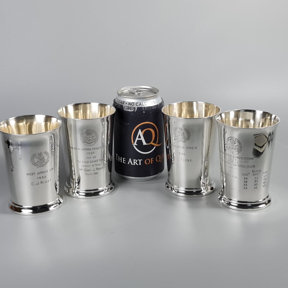 Exceptional Group of 4 x HM Silver Elkington & Co Rifle Presentation Beakers View VIII