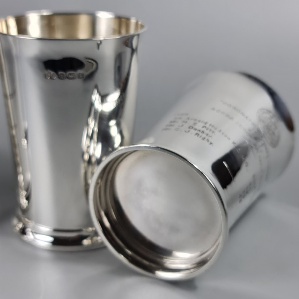Exceptional Group of 4 x HM Silver Elkington & Co Rifle Presentation Beakers View XIII