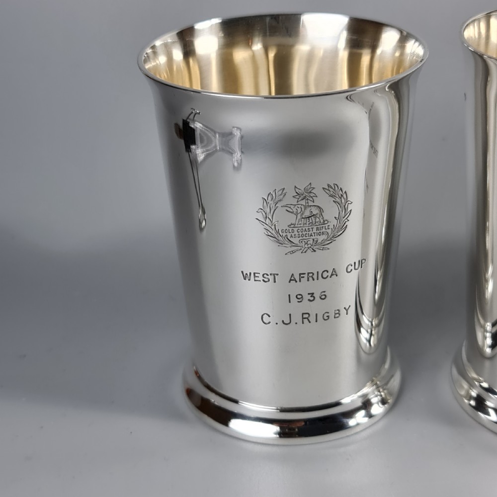 Exceptional Group of 4 x HM Silver Elkington & Co Rifle Presentation Beakers View XIV