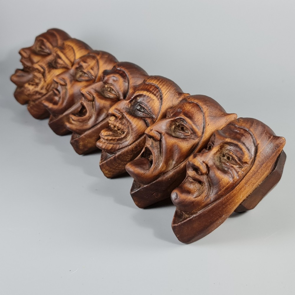 Superb Quality Antique Figural Carved Black Forest Pipe Rack. Wall hanging pipe rack View V